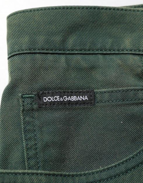Dolce & Gabbana Dark Green Cotton Stretch Loose Denim Jeans